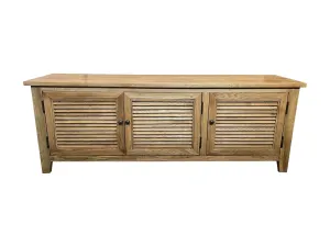 MF Oakwood Louvre Solid Timber TV Unis with Internal Shelves thumbnail 1