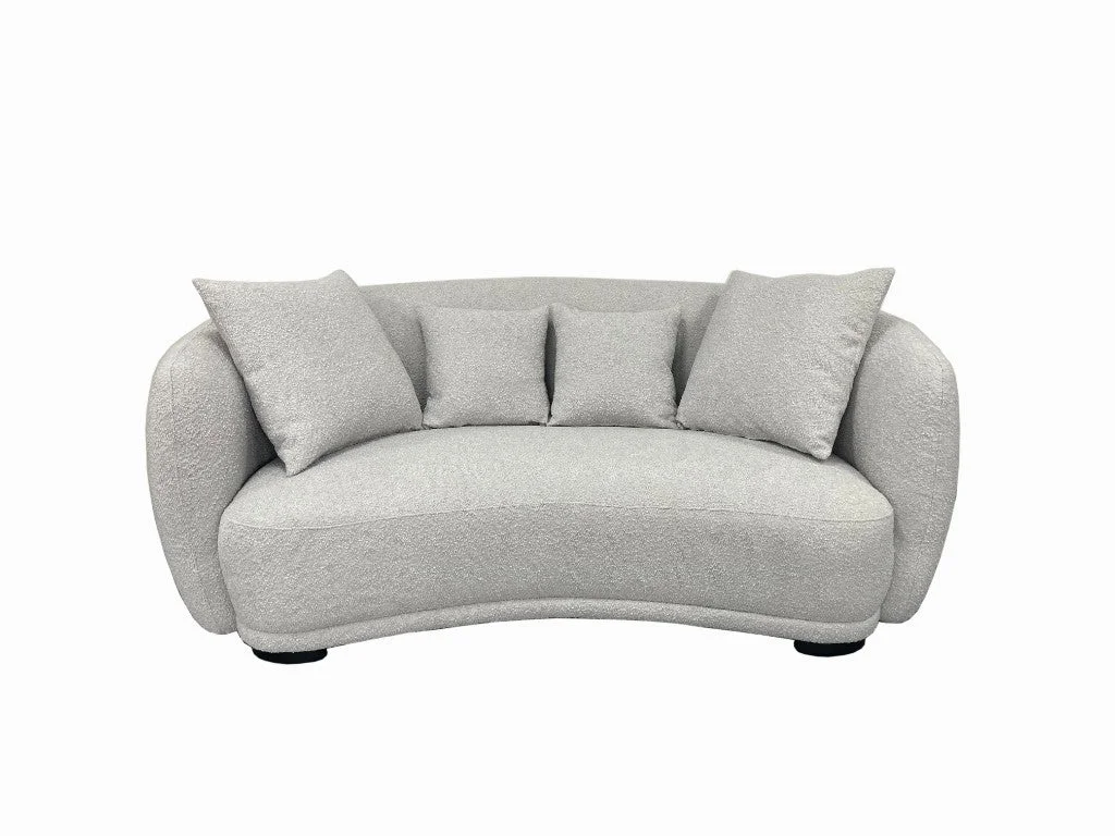 VI Ibiza Boucle Fabric 2.5 Seater Sofa - White and Light Grey