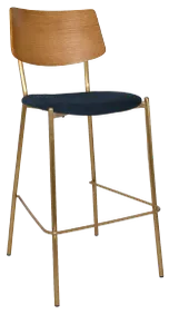 EZ Texas Brass Leg Barstool with Light Oak Veneer Back thumbnail 4