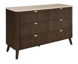 VI Cotswold Solid Timber Stone Top 6 Drawers Dresser thumbnail 2