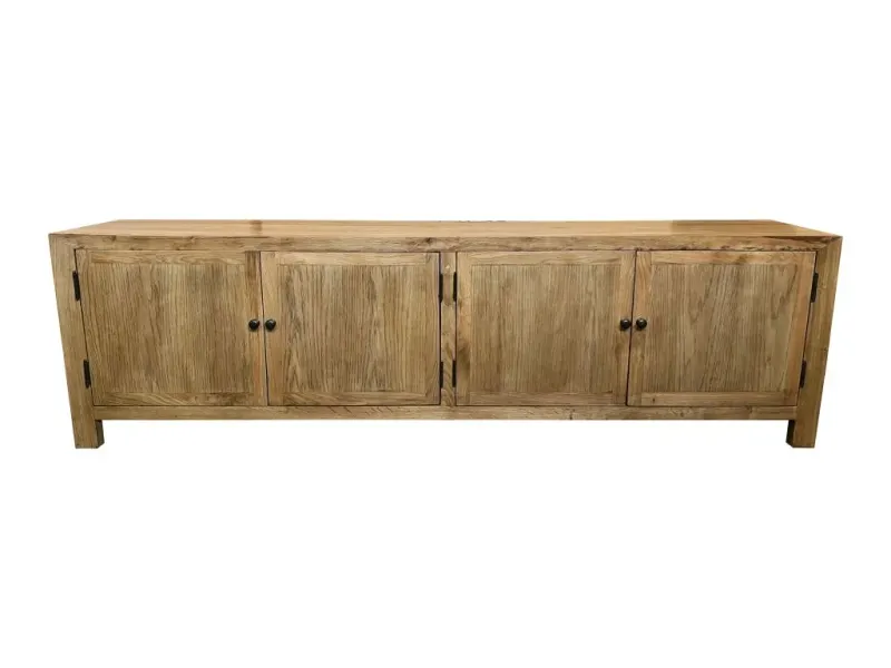 MF Oak Solid Timber 4 Door Entertainment Unit
