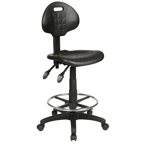 ST State PU Upholstered Industrial Drafting Stool with Footrest