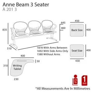 MA Anne Polypropylene Seat and Back Metal Frame Beam Seating thumbnail 7