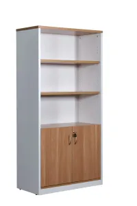 GP Office 2 Door Cabinet with 3 Open Shelves - Virginia Walnut thumbnail 1