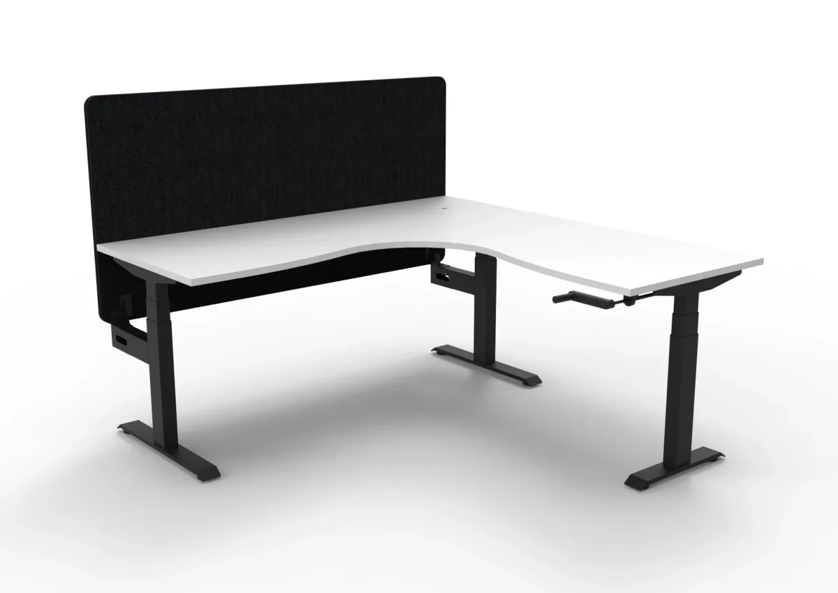 RL Boost Crank Height Adjustable Corner Workstation with Black Eco Panel Screen thumbnail 7