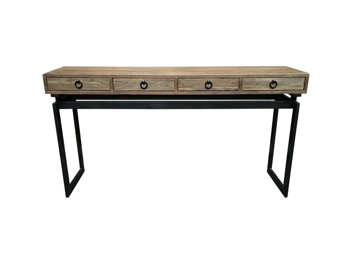 MF Torano Recycled Timber Top Metal Frame 4 Drawer Console Table