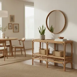 TJ Laguna Rattan Console Table with Shelf thumbnail 4