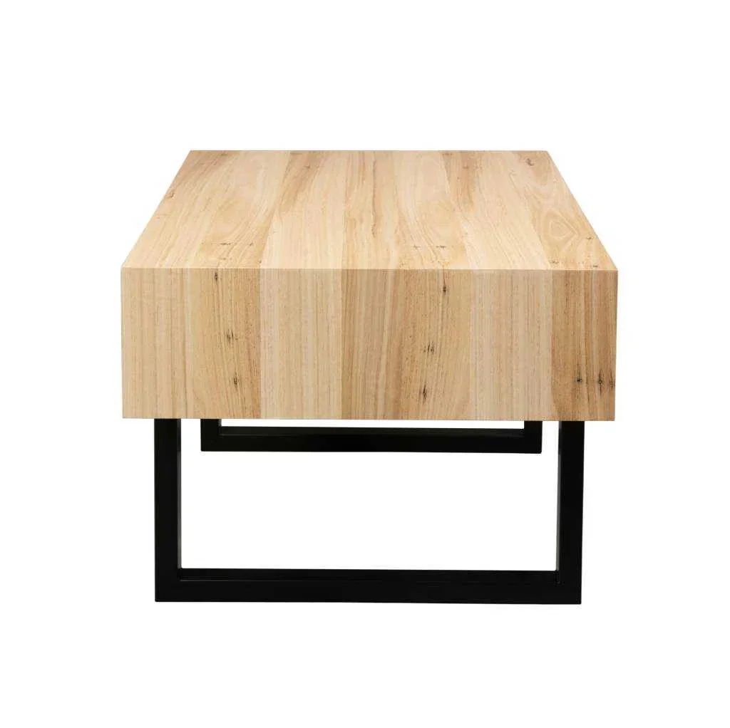 VI Ohio Solid Timber 2 Drawer Metal Base Coffee Table