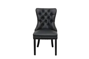 BT Elena Black PU Leather Upholstered Timber Leg Dining Chair thumbnail 2