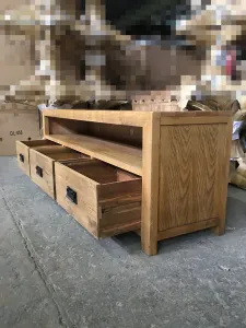 MF Solid Oak Timber 3-Drawer Entertainment Unit thumbnail 5