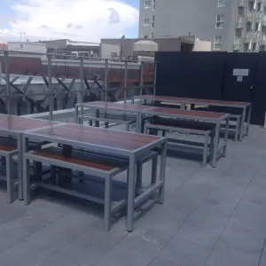 MA Outback Stainless Steel Framed and Timber Slats Outdoor Bar Table thumbnail 2