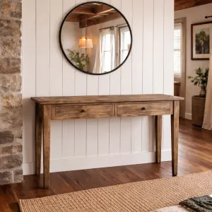 MF Parquetry Recycled Elm Timber 2 Drawer Hall Table thumbnail 2