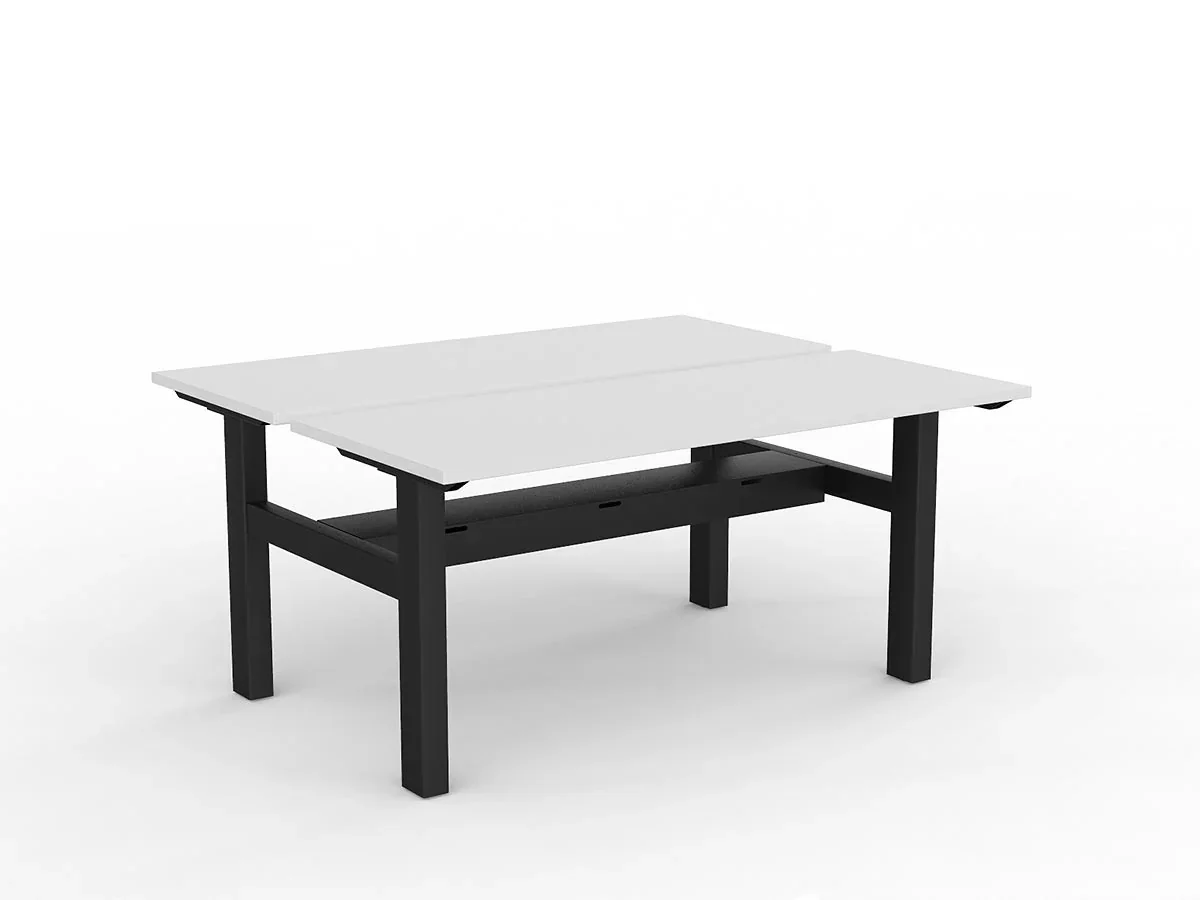 OL Agile Fixed Height Shared Desk – White Top with Black Frame