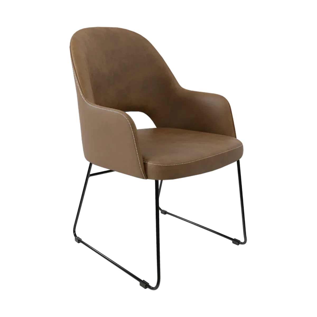 FL Orleans Upholstered Aluminium Sled Base Hospitality Dining Armchair