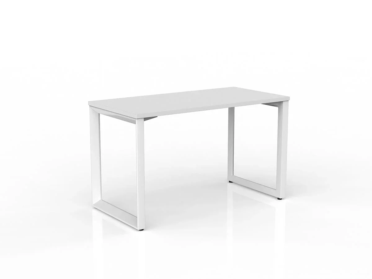 OL Anvil Straight Desk – White Top with White Frame