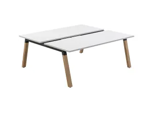 OL Plantation Melamine Top Timber Leg 2 Users Double Sided Desk thumbnail 2
