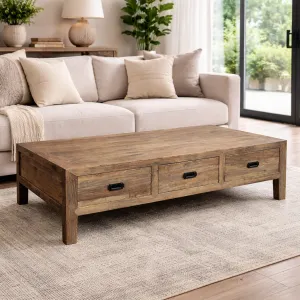 MF Recycled Elm Timber 6 Drawer Coffee Table thumbnail 5