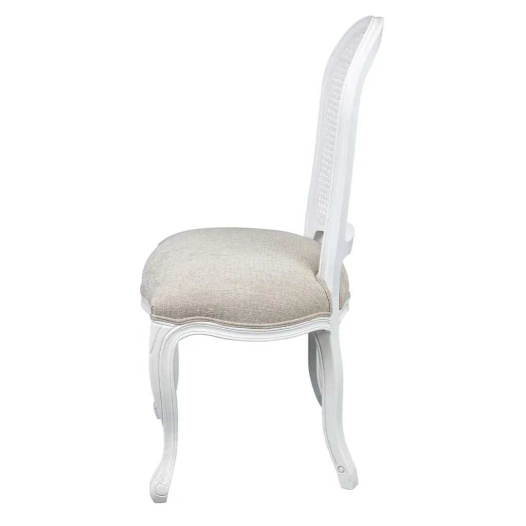 VI Kensington Rattan Round Back Dining Chair – Nat White & Beige