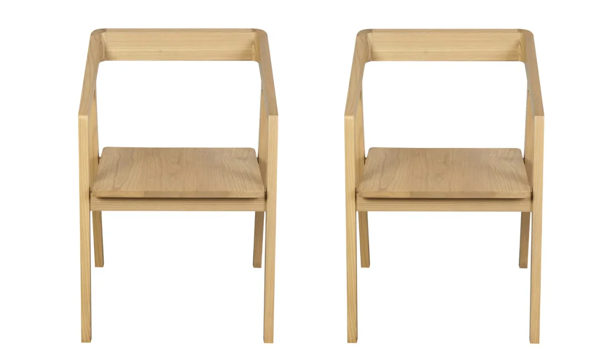 CT Kyoto Solid Timber Dining Chair in Natural Finish Set of 2