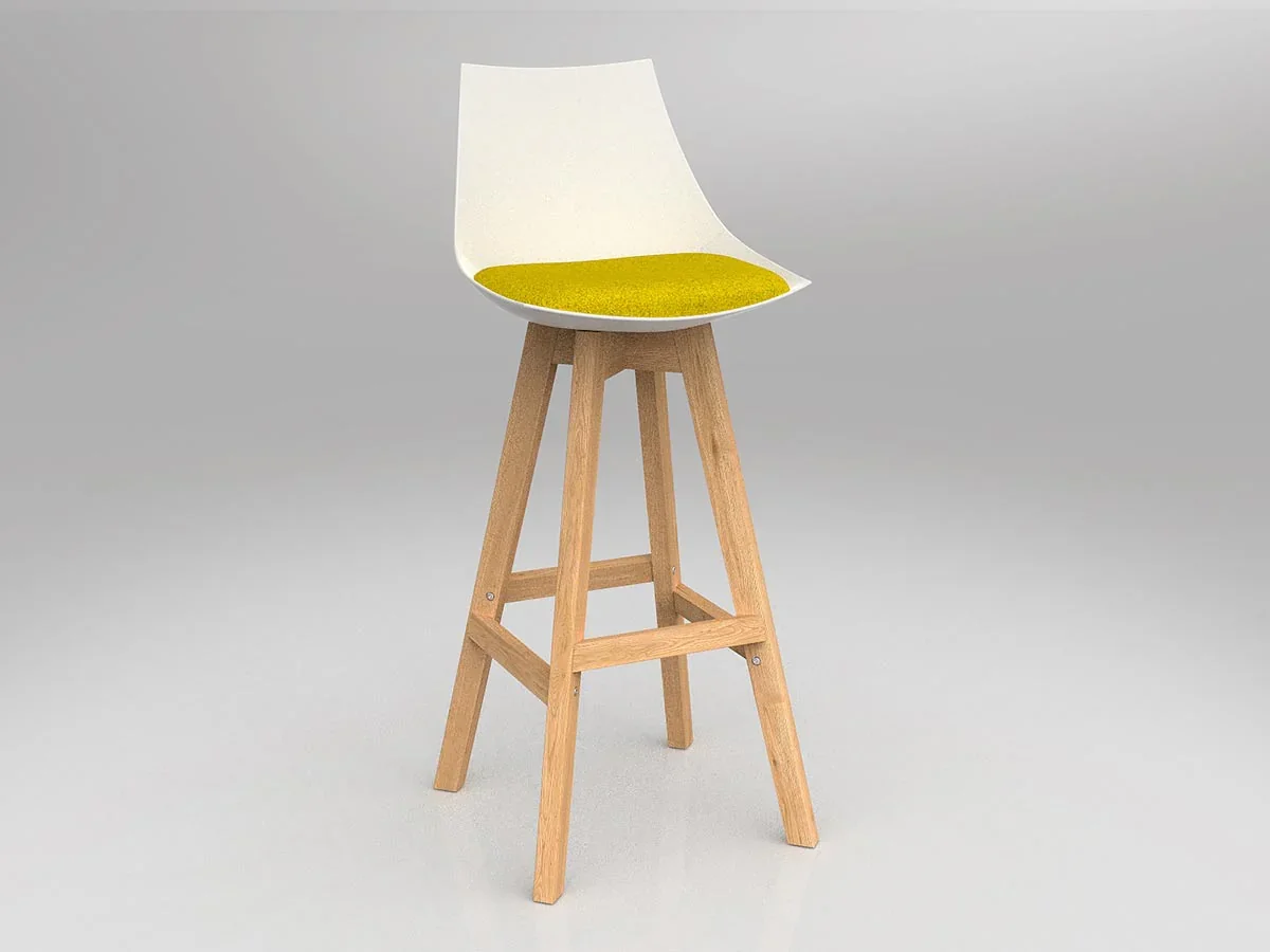 OL Luna Oak Timber Leg White Shell Barstool