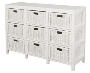 CT Hamptons Solid Timber Frame Rattan 9 Drawer Chest of Drawers thumbnail 4