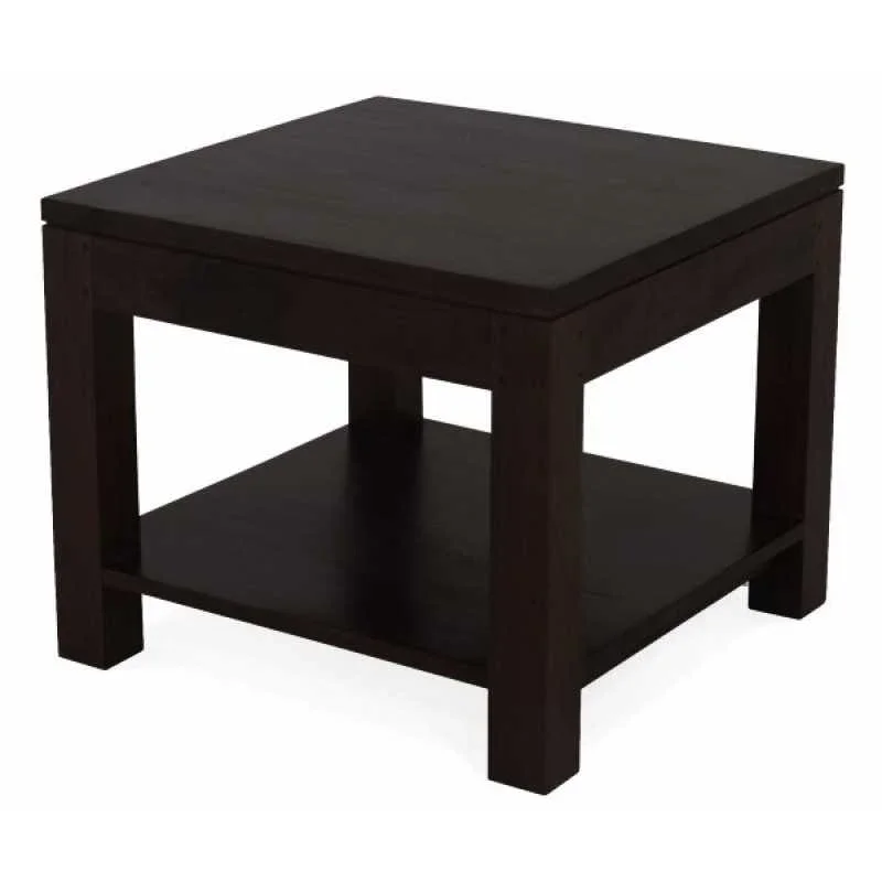 CT Amsterdam Solid Mahogany Timber Square Side Table with Shelf
