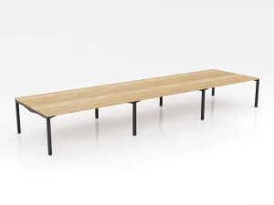 OL Axis Stretch 6 Person Double Sided Desk – Oak Top Black Frame thumbnail 1