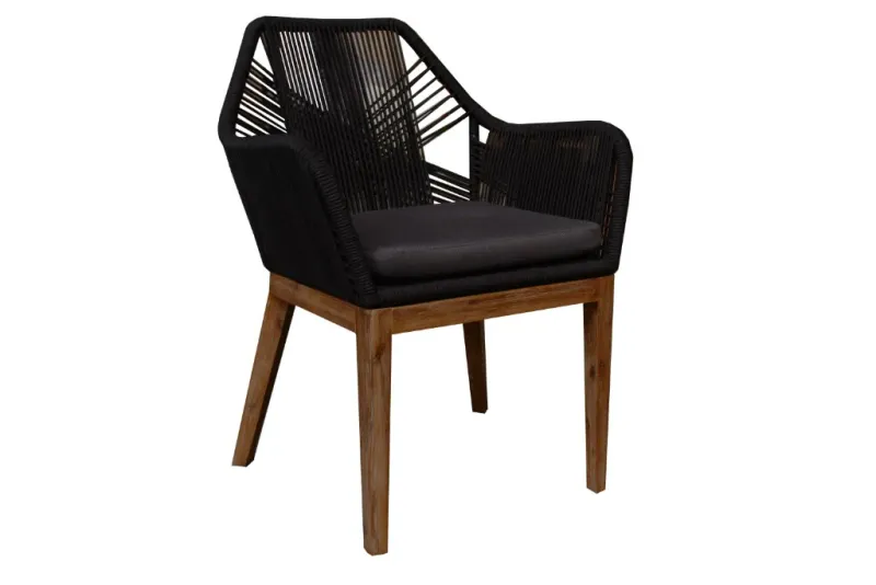 VI Faro Timber Leg Round Rope Outdoor Dining Armchair