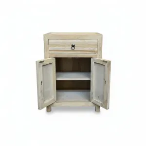 MF Solid Timber 1 Drawer 2 Doors Bedside Cabinet thumbnail 4