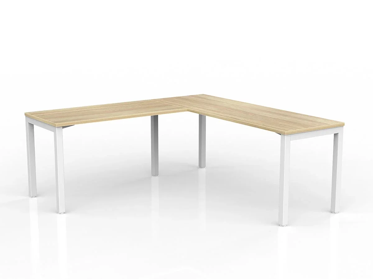 OL Axis Melamine Top Metal Frame Office Desk with Return