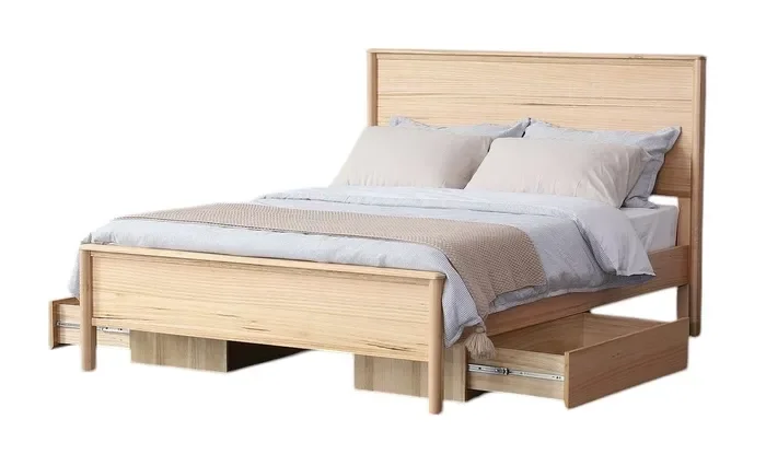 MD Laura King Bed + 2 Drawers - Natural Ash