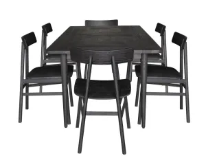 VI Patchwood Timber Framed Dining Table with 6 Chairs Set thumbnail 3