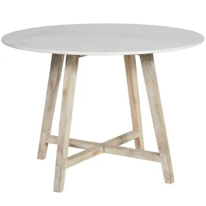 SH Indii Marble Top Timber Legs Round Dining Table thumbnail 1