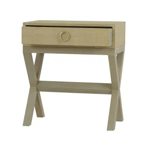 CR Renoir Raffia Wrapped Timber 1 Drawer Bedside thumbnail 3