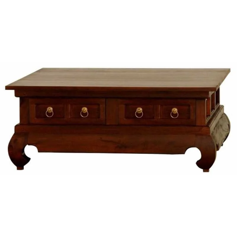 CT Dynasty Solid Timber 4 Drawer Opium Leg Square Coffee Table