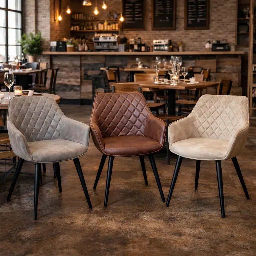 MF Bennett PU Leather Upholstered Metal Leg Dining Chair