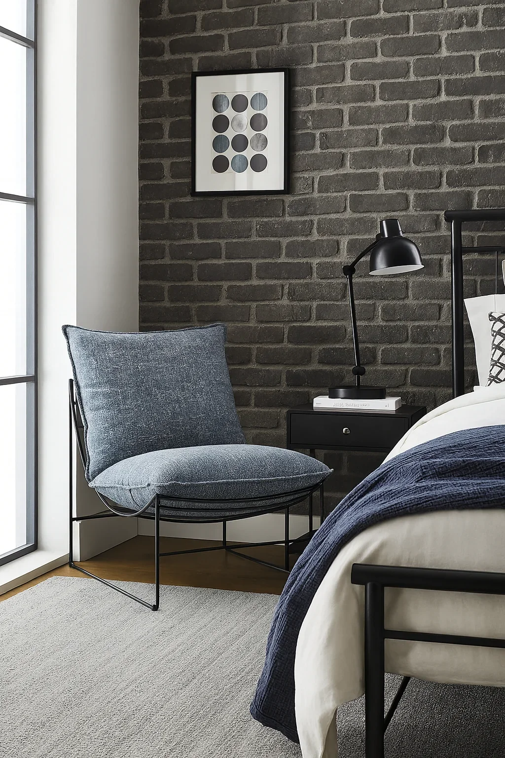CR Drew Fabric Upholstered Metal Leg Accent Chair