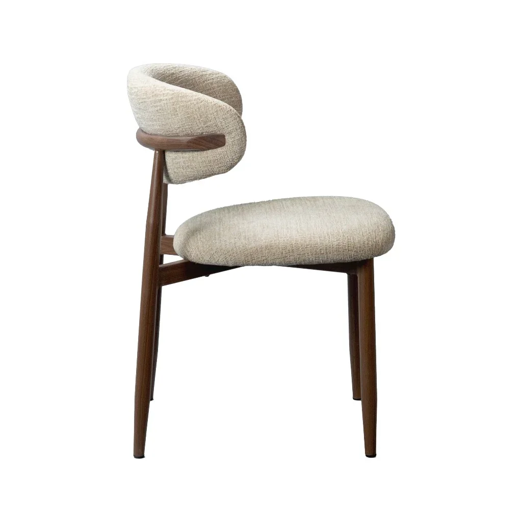 VI Cotswold Fabric Upholstered Dining Chairs Walnut and Beige