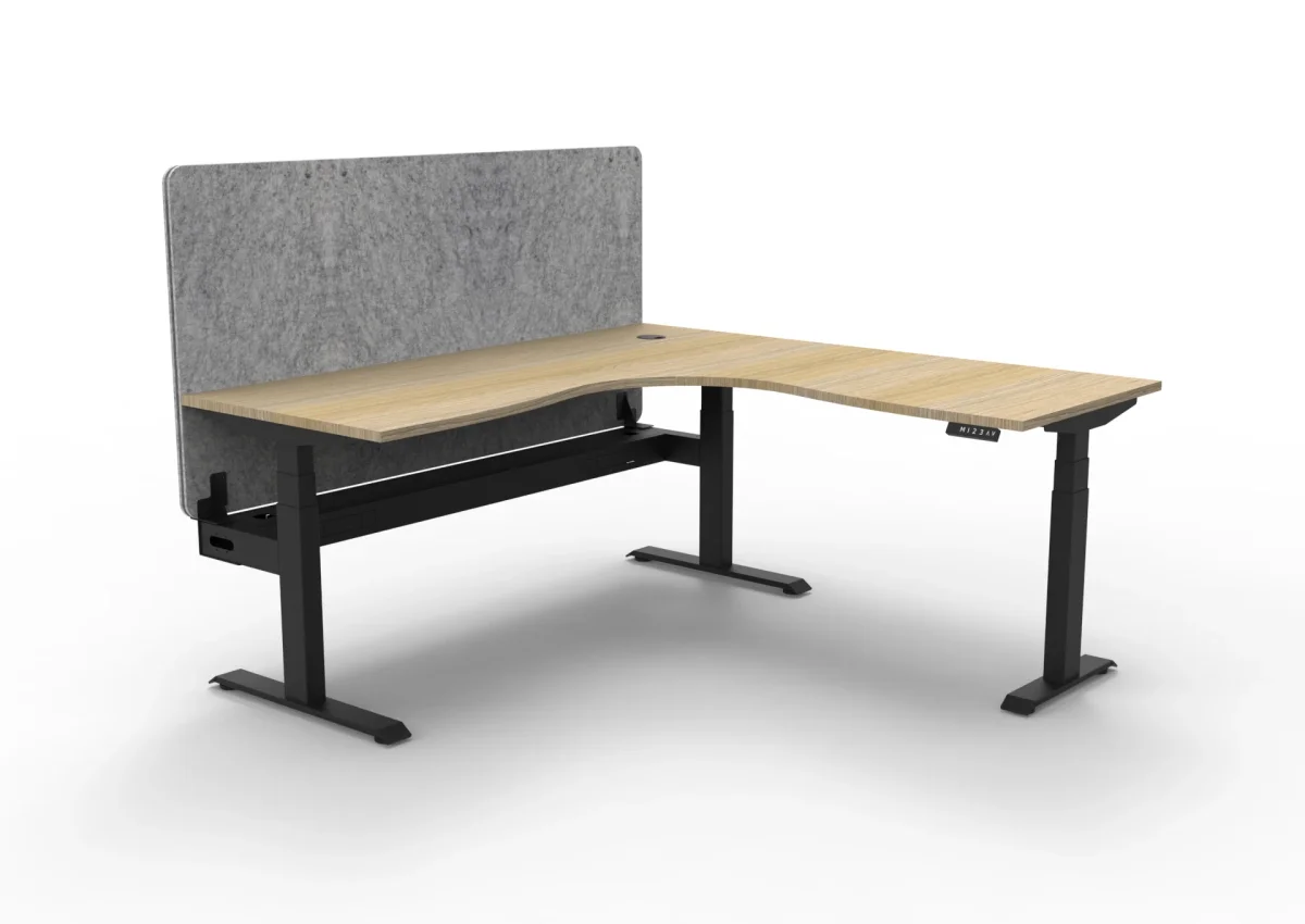 RL Boost+ Height Adjustable Corner Workstation with Grey Eco Panel Screen