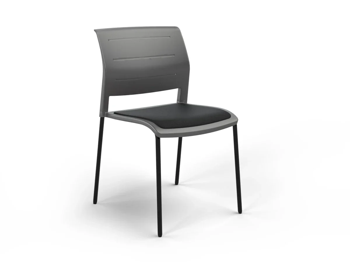 OL Game 4 Legs Upholstered Seat Visitor Stacking Chair - Charcoal Shell