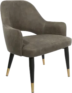 FL BonBon Vinyl Upholstered Black Metal Legs Brass Tips Hospitality Chair thumbnail 2
