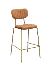 FL Tiramisu Velvet Upholstered Brass Frame Hospitality Barstool thumbnail 2