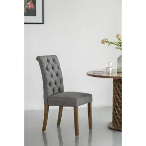 DA Grey Buttoned Back Fabric Upholstered Dining Chair Set of 2 thumbnail 3