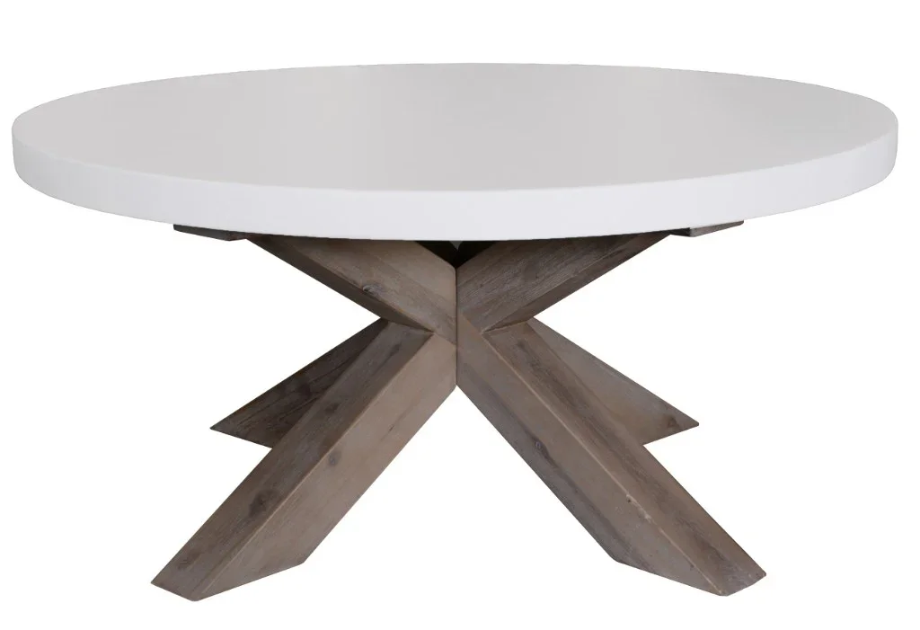 VI Liberty Timber Base Concrete Top Round Coffee Table