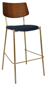 EZ Texas Brass Leg Barstool with Light Walnut Veneer Back thumbnail 5