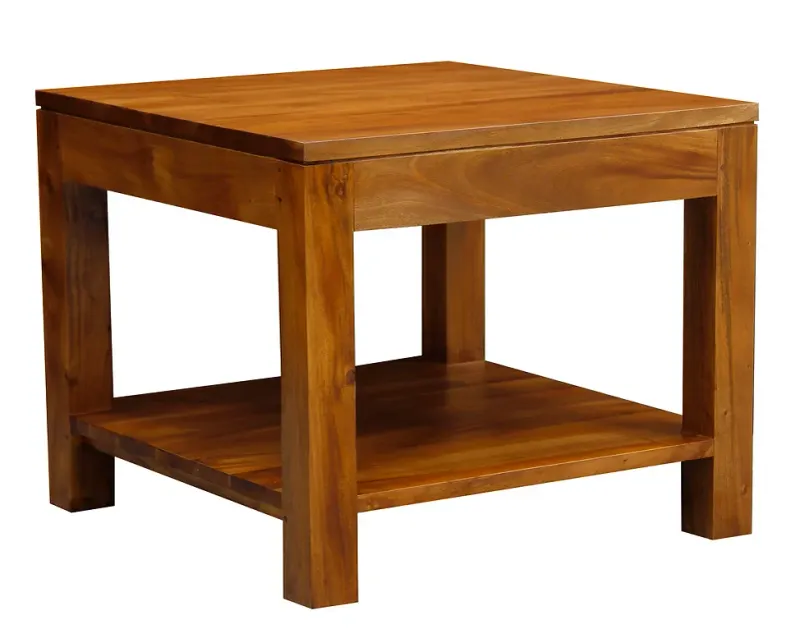 CT Amsterdam Solid Mahogany Timber Square Side Table with Shelf