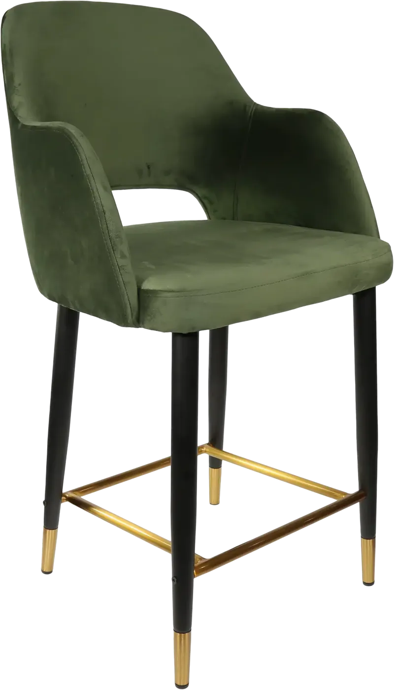 FL Sorbet Velvet Upholstered Metal Leg Hospitality Counter Stool