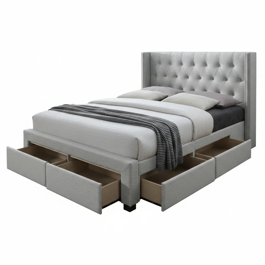 VI Calista Fabric Uphostered 4 Drawer Storage Bed