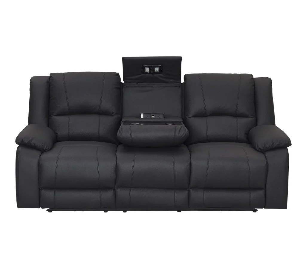 VI Captain 3 Seater Fabric Electric Recliner Lounge with Dropdown Table
