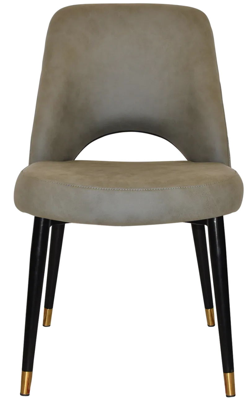 EZ Albury Black Stainless Steel Brass Top Leg Upholstered Hospitality Dining Chair